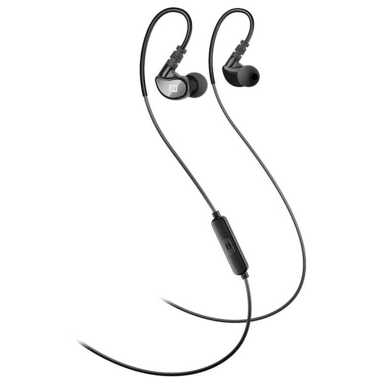 MEE Audio in-Ear Sports Headphones with Microphone and Remote - Grey and Black