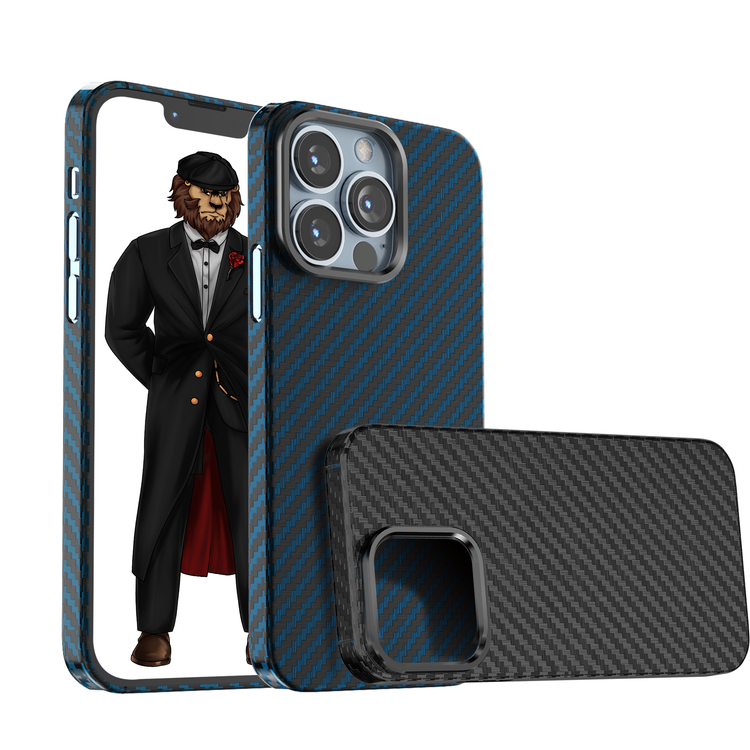 Green Lion iPhone 13 Pro Case Carbon with Metal Camera Ring Compatible for iPhone 13 Pro - Blue