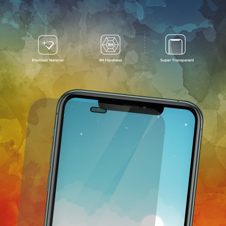 واقي شاشة ليبرتي جارد كامل الحواف المستديرة لهاتف iPhone 11 Pro مع فلتر للغبار، مضاد لبصمات الأصابع، معزز بشكل مزدوج - شفاف