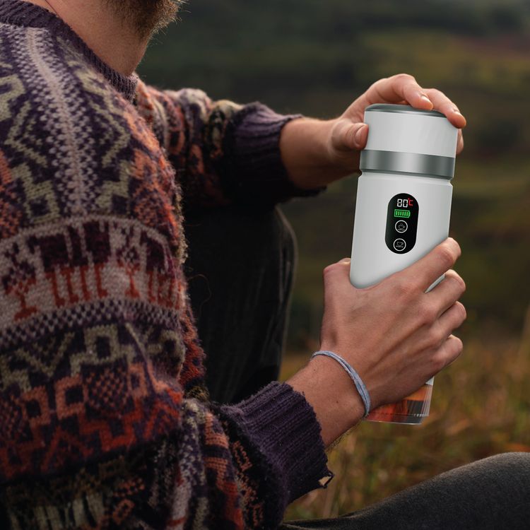 Green Lion Campinas Portable Coffee Maker with 150mL Coffee Cup Capacity, 20 Bar Pump Pressure, 70 Seconds Fast Extraction Time, Carrying Bag Included, 90°C Heating Temperature - White