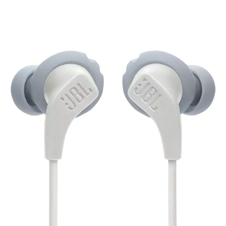 سماعات JBL Endurance Run 2 الرياضية اللاسلكية، IPX5، بلوتوث 5.0، ميكروفون مدمج، جهاز تحكم عن بعد في الكابل - أبيض