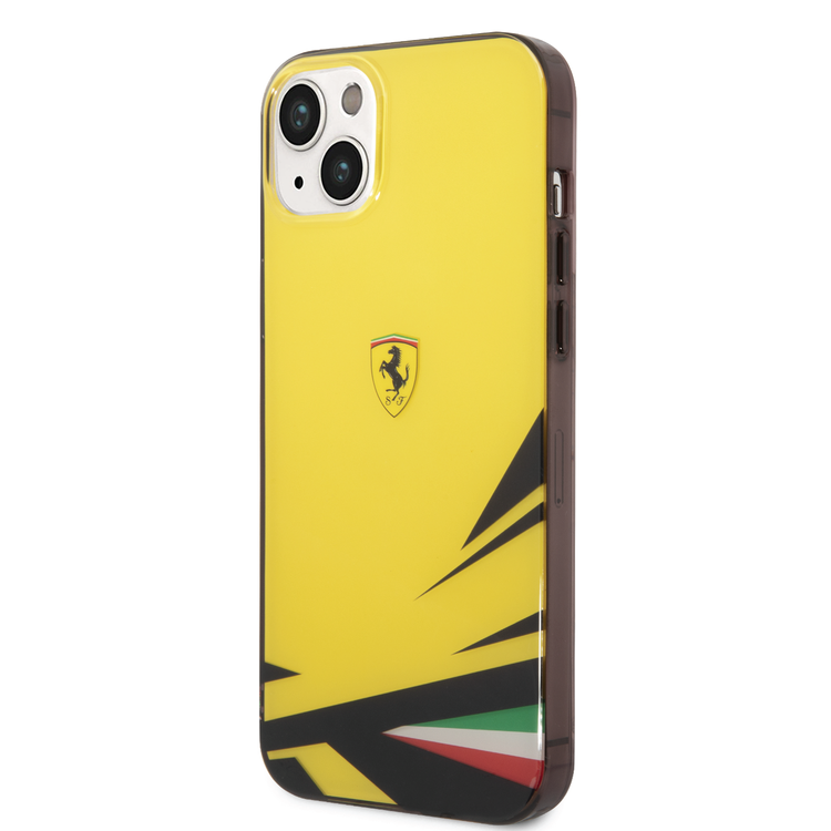 Ferrari PC/TPU Case with Double Layer Print iPhone 14 Plus Compatibility - Yellow