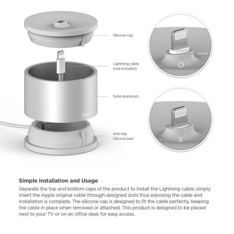 قاعدة شحن Elago D لسماعات Airpods بقاعدة صلبة ، هيكل من الألومنيوم ، سيليكون خالٍ من الخدوش ، مضاد للانزلاق ، إدارة مريحة للكابلات