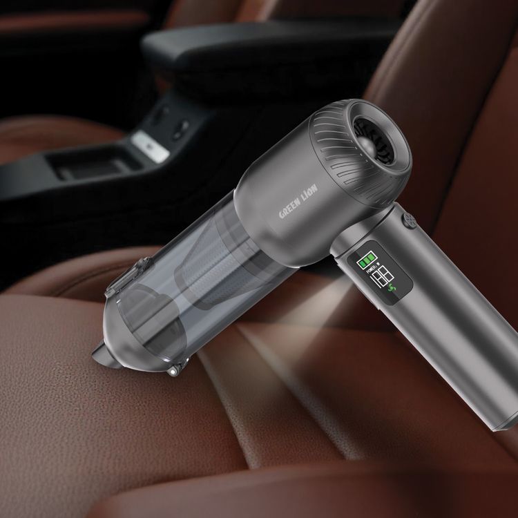 Green Lion Multi-Force Vacuum, Air Blower & Air Duster with Multiple Nozzles, LED Flash Light, 3 Speed Levels, Type-C Charging, Digital Display, Metal Hepa Filter - Gray