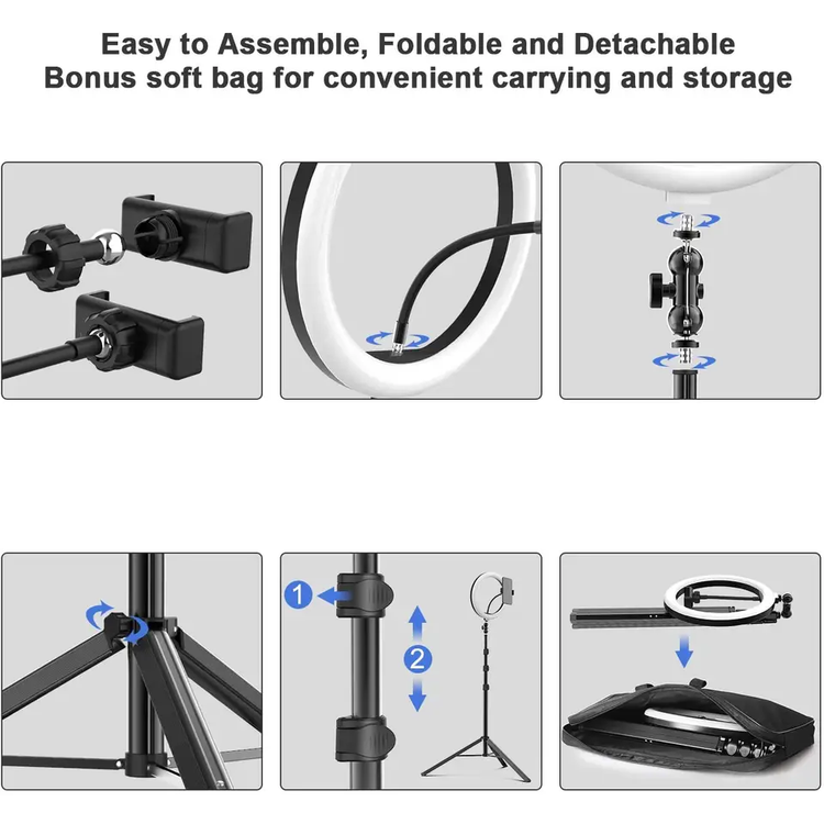 Wonew Selfie Ring Light with Tripod Stand 10  - Black