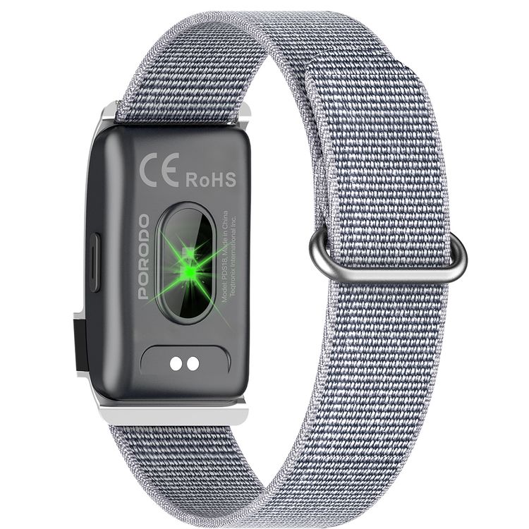 Porodo Trackfit Pro Smart Bracelet Fitness Tracker with Display App, 10 Days Working Time, 145mAh Battery, IP68 Water Resistance Level, Activity Tracker, Health Monitoring, Magnetic Charging - Silver