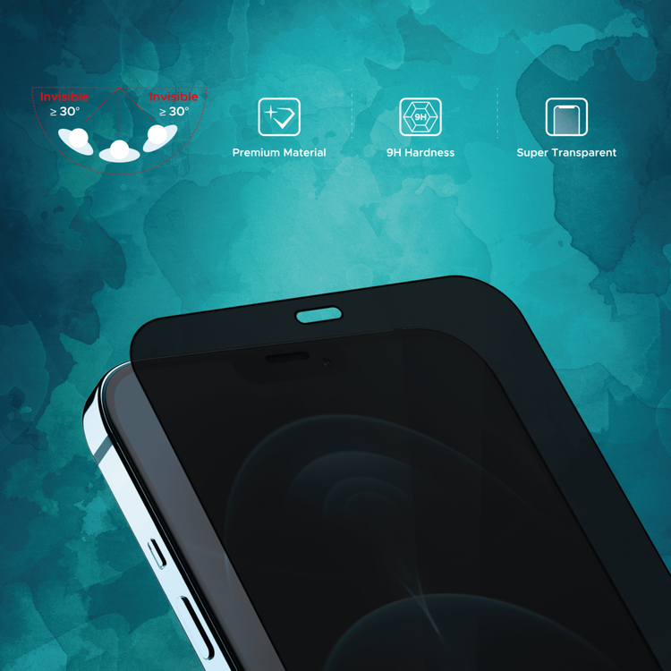 واقي شاشة Liberty Guard Privacy Full Cover بحافة مستديرة لهاتف iPhone 12 Pro Max، مضاد للصدمات والتأثير - الخصوصية