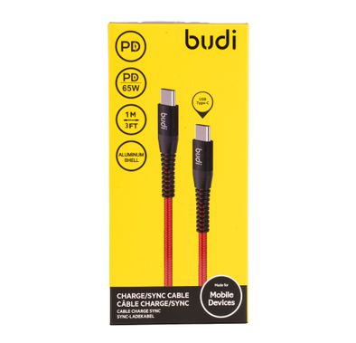 Budi M8J198TT-BLK Sync Cable USB Type-C PD 65W - Black