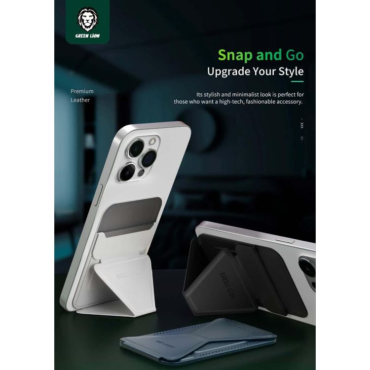 محفظة مغناطيسية 3 في 1 من Green Lion مصنوعة من ألياف النايلون والألومنيوم، وفتحة بطاقة واحدة، وقبضة قابلة للطي، وMagSafe قوية، ونحيفة للغاية وخفيفة الوزن - من التيتانيوم