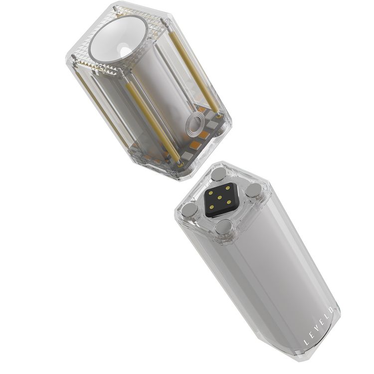 باوربانك Levelo SwapCell Pro بسعة 15000mAh مع ملحقات، 3 خلايا بطارية، قوة مغناطيسية قوية، ولاعة قوسية ورؤوس مصباح يدوي، خلية بطارية واحدة ورأس متضمن، شحن سريع - شفاف