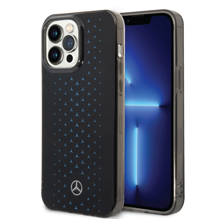 Mercedes-Benz Double Layer PC/TPU Case with Large Star Pattern iPhone 14 Pro Max Compatibility - Blue