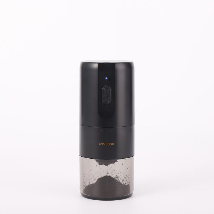 LePresso Conical Burr Grinder, 1200mAh Battery Capacity, 3 Hours Charging Time, Type-C Charging Port, Adjustable Grind Size, 160g Powder Container - Black