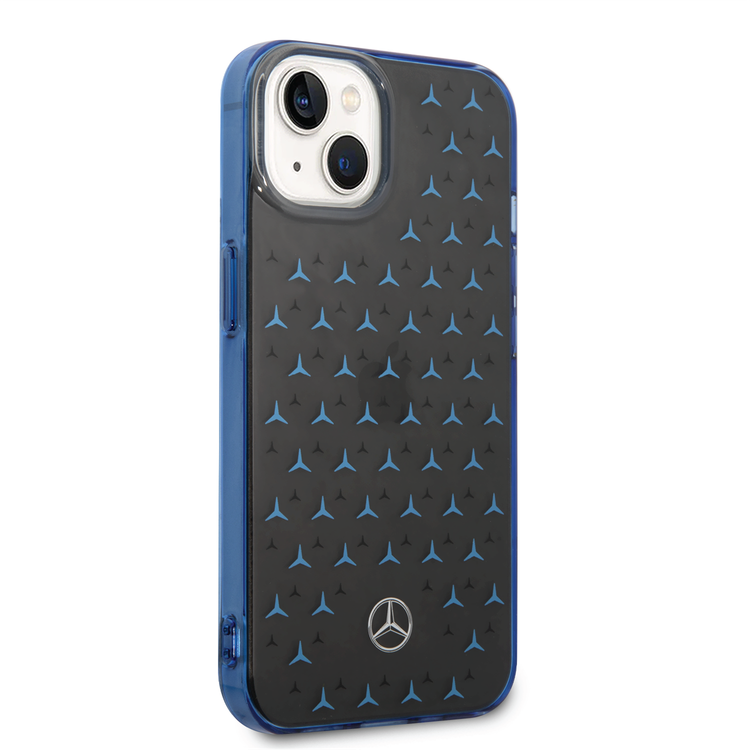 Mercedes-Benz Double Layer PC/TPU Case with Large Star Pattern iPhone 14 Compatibility - Black / Blue