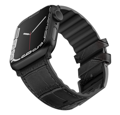 Watch Strap Viva Madrid Crox Leather Apple Watch Strap 45/44/42mm - Black