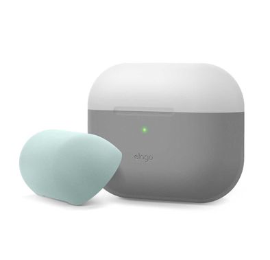 Elago Duo Case for Apple Airpods Pro - Top-Light Gray / Mint, Bottom-Dark Gray Translucent