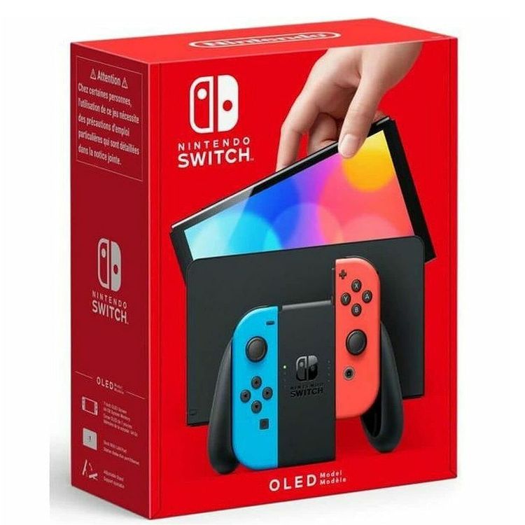 Nintendo Switch (OLED Model) - Neon Red & Neon Blue Joy Con