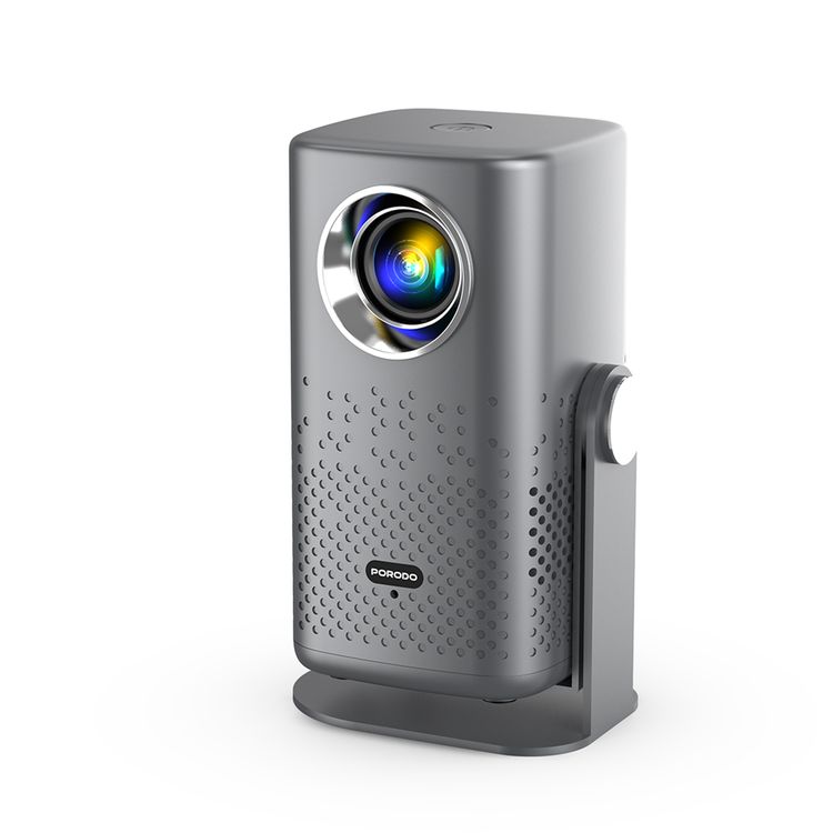 Porodo Lifestyle Gobo Portable Air Projector with Adjustable Screen Size, 2 Hours Playtime, 150 ANSI Lumens, 35” – 150” Adjustable Screen Size, Over Temperature Protection, Media Player, Air Projection, 1080P Full HD, 2 Hours Working Time - Gray