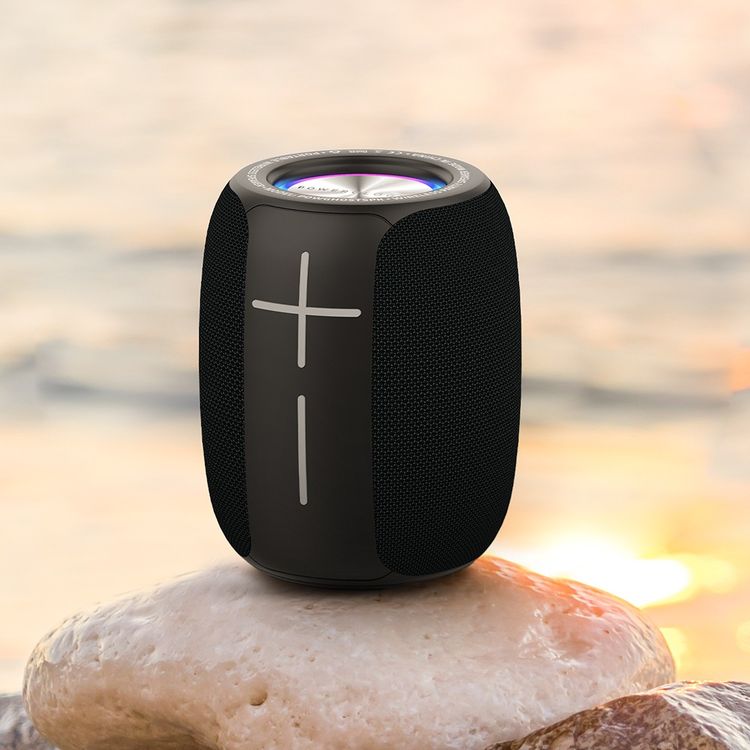 Powerology Ghost Speaker, 5h Playtime, Bluetooth 5.0, 1500mAh Battery Capacity, FM Function, IPX5 Water Resistant, Enhanced Bass - Black