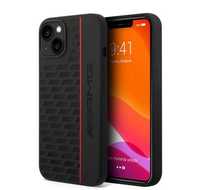 AMG Liquid Silicone Case - Carbon Pattern, Bumper Protection iPhone 14 Compatibility - Black