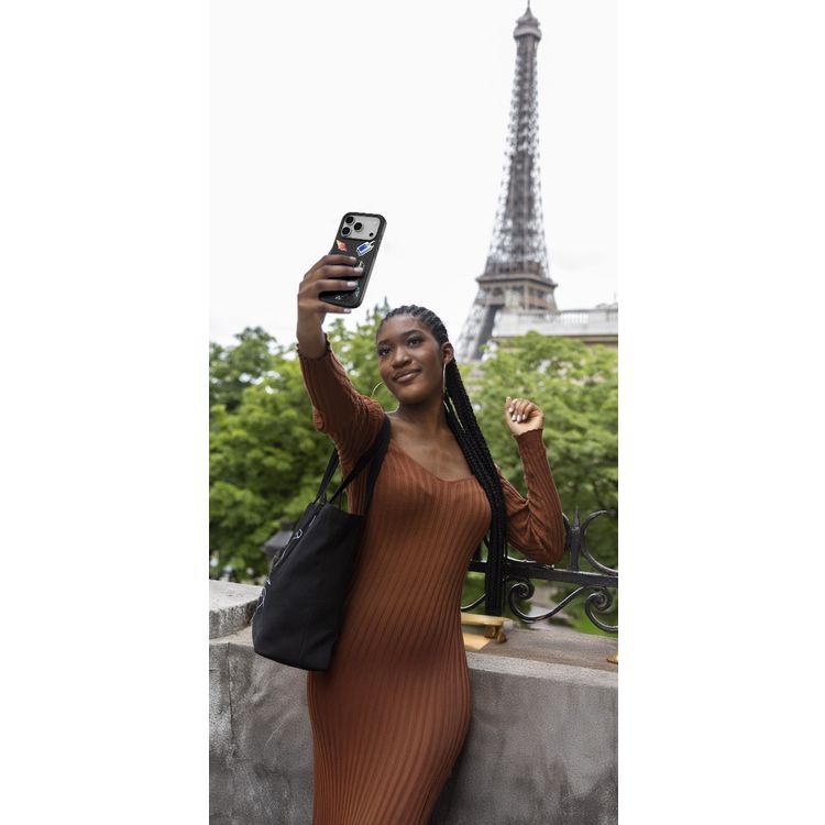 Levelo Vallo PU Leather Case for iPhone 17 Pro with Embroidery Paris Finish, Comfortable Hold, Durable PU Leather, Raised Bezels for Camera and Screen, True Microfiber Interior Lining, Scratch & Wear Resistant, Shock-Resistant Bumper - Midnight Black