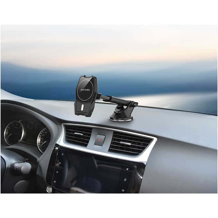 Porodo Magsafe Wireless Car Mount Dual Stand Combo 15W - Black