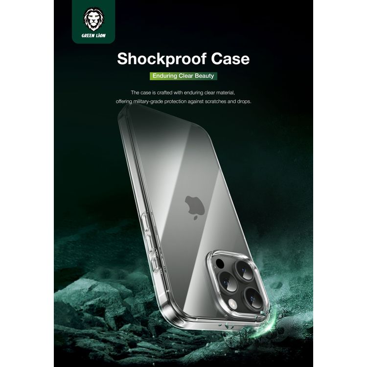 حزمة حماية الخصوصية 4 في 1 من جرين لايون لأيفون 16 برو ماكس، حماية زجاجية ممتصة للصدمات والخصوصية، غطاء مقاوم للصدمات، فيلم عدسة الكاميرا، مقاومة عالية للصدمات - شفاف