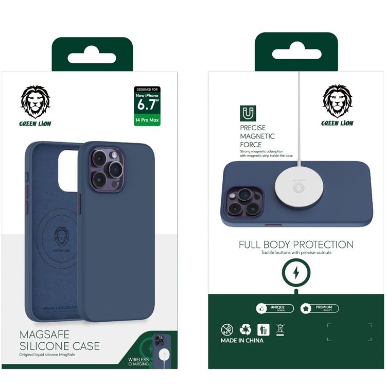 Green Lion MagSafe Silicone Case iPhone 14 Pro Max - Purple