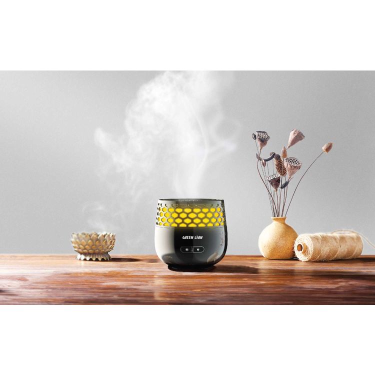 Green Lion Lux Bakhour Incense Burner 2500mAh, Compact & Portable, Type-C Charge, 30 Mins Working Time, LED Light, Turbo Fan, Charging Time 2H - Black