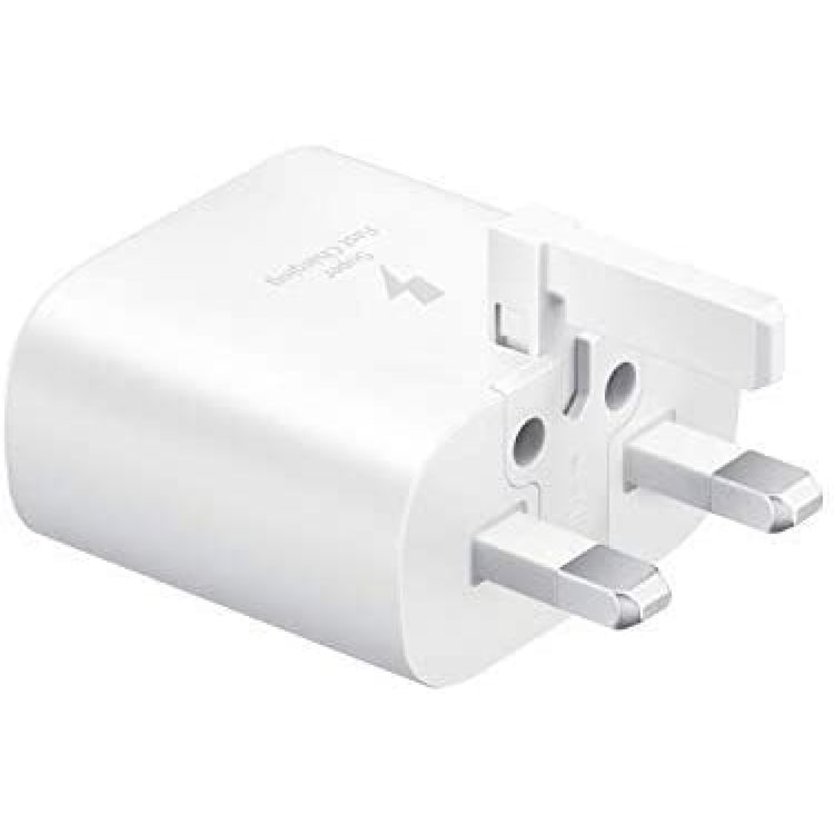 محول السفر من سامسونج 25 واط 2 دبوس مع كابل USB من النوع C إلى النوع C