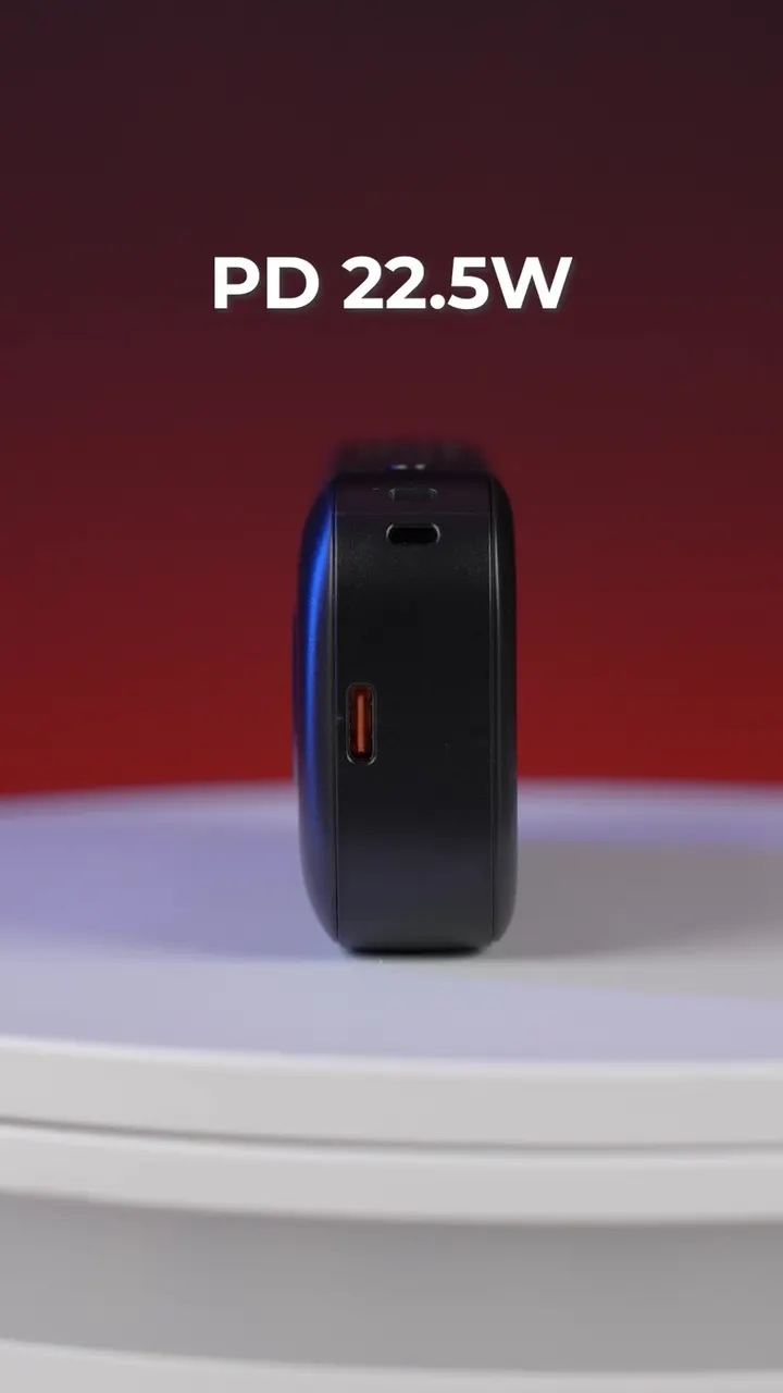 Porodo 10000mAh Power Bank with Type-C Port & Integrated Type-C Cable, Digital Display, PD 30W, Lightweight & Portable