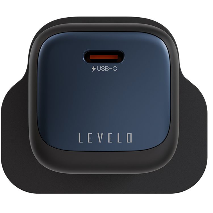 Levelo Vero 20W GaN UK Adapter with Single Type-C Port, Durable Material, Fast Charging, Over Charge Protection, UK Plug - Black / Blue