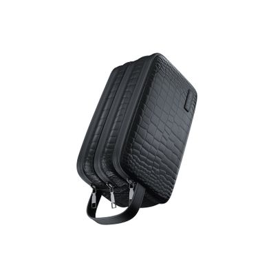 Green Lion Stallion Clutch Bag, 3 Compartments, Mesh Pockets, Sturdy Handle, Microfiber Interior, Water-Resistant PU Leather Exterior, Zinc Alloy Zipper - Black 