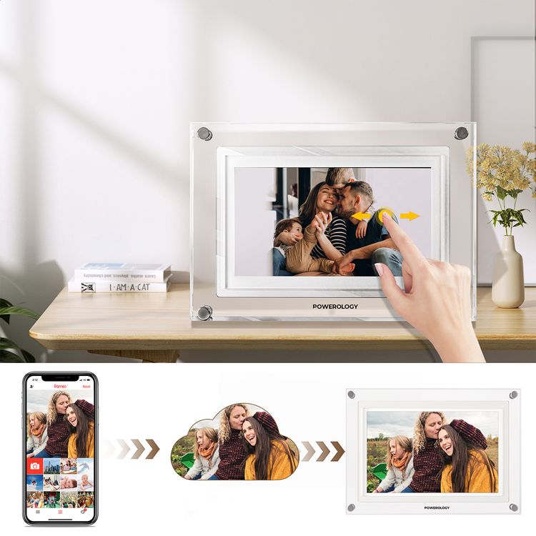 Powerology Digital Photo Display with 10" IPS Smart Frame, 1280×800 pixels Resolution, Smart Photo Centering, 32GB Built-in Storage, Android 6.0 OS, Wireless Instant Sharing