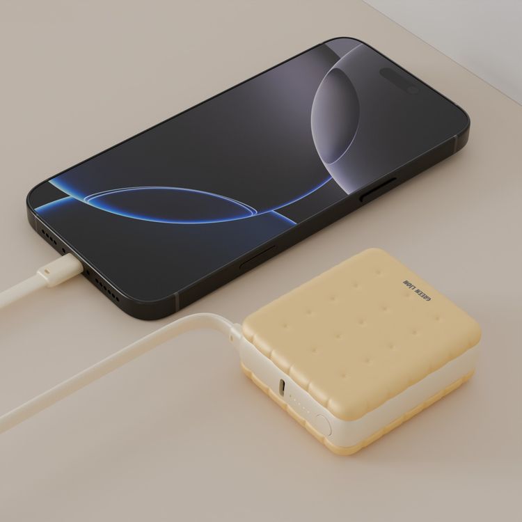 Green Lion Baker 10000mAh Power Bank with PD 20W, Compact Pocket Size, Dual Device Charging, Detachable Type-C Cable, Flight Approved, Easy-Carry Lanyard, LED Battery Indicator - Yellow