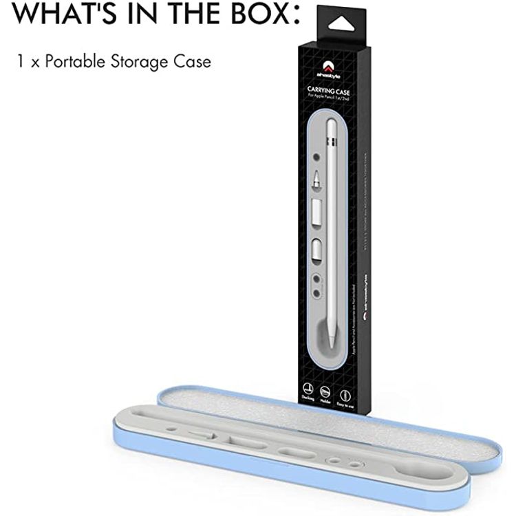 Ahastyle ABS Storage Box With Magnetic, Compatible with Apple Pencil 1&2 - Sky Blue