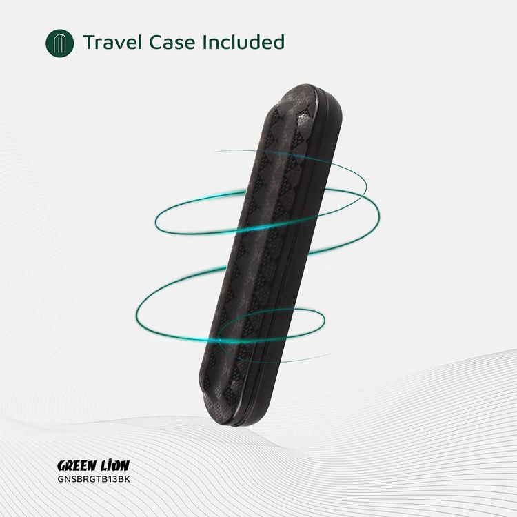Green Lion Smart Brush 60° Ultrawide with Multifunctional Servo Motor, 2 Minutes Smart Timing, Up to 80 Uses Possible Per Each Charge, Soft Silicone Support, Travel Case Included, 60° Rotation, 30 Seconds Vibration Reminder - Black