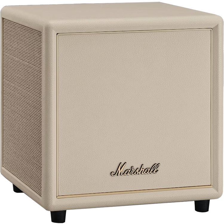 مارشال هيستون سب 200 مضخم صوت محمول مع اتصال لاسلكي وسلكي، نطاق تردد 30-150 هرتز، تحكم عبر تطبيق مارشال، صوت جهير عميق، مضخمات صوت مزدوجة 5.25 بوصة - لون كريمي.