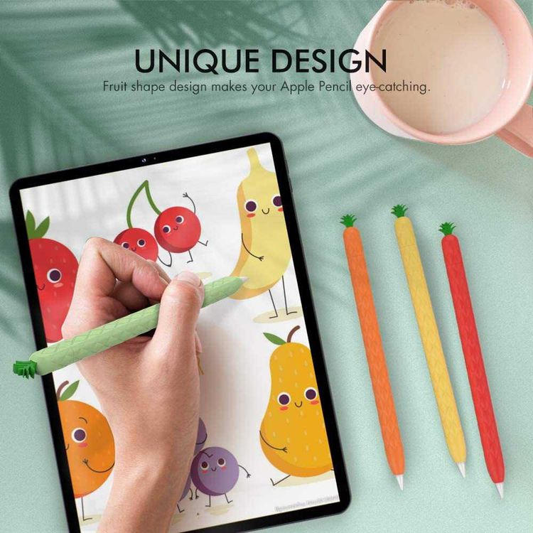AhaStyle Summer Pineapple Molding Case Suitable for Apple Pencil 2nd Generation, Premium Silicone material, Unique Design and Durable Compatible with Apple Pencil 2nd Gen