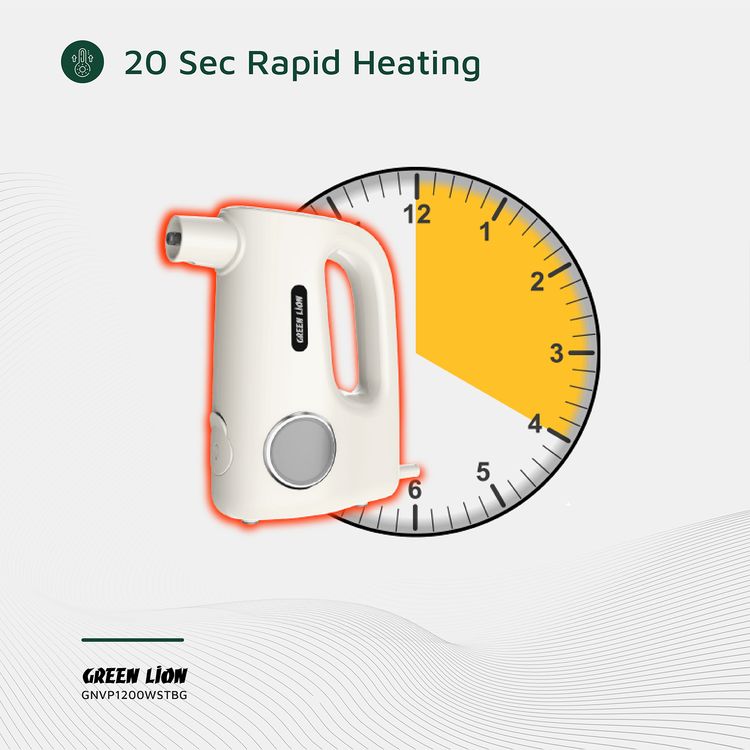 منظف البخار برو من جرين ليون مع شاشة تحكم باللمس، قدرة طاقة 1200 واط، سعة خزان الماء 380 مل، 8-13 دقيقة بخار مستمر، تنظيف بالبخار بثلاث مستويات - بلون البيج