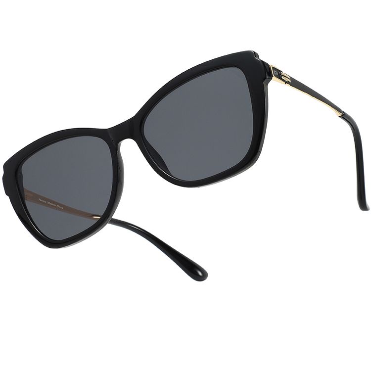 نظارات بورودو لايفستايل فيريرا ذات العدسات المستقطبة مع حماية UV400، وجوانب مصنوعة من الفولاذ المقاوم للصدأ المرن، وعدسات مقاومة للخدش، وإطار كبير على شكل عين القطة، وعدسات مستقطبة ملونة، وبنية مقاومة للتشويه - أسود