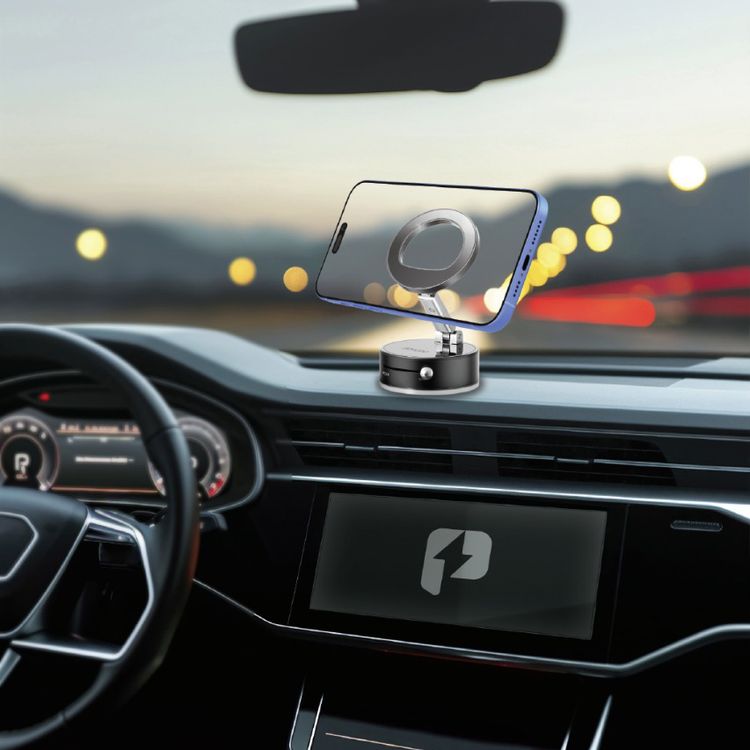 Porodo MagSafe Multi-Surface Phone Holder with Grip-Lock Toggle, 360°Rotation, Strong Magnetic Hold, Foldable Design, Aluminum Alloy, Zinc Alloy & ABS Material, Adjustable Viewing Angle - Black