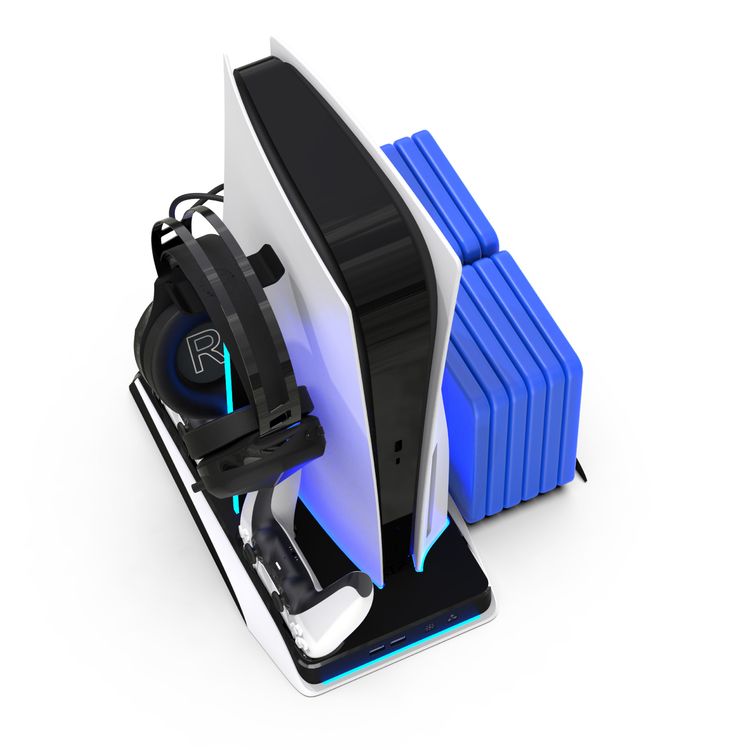 Porodo Gaming Multi-Function PS5 and Headphone Cooling and Charging Hub - White/Black