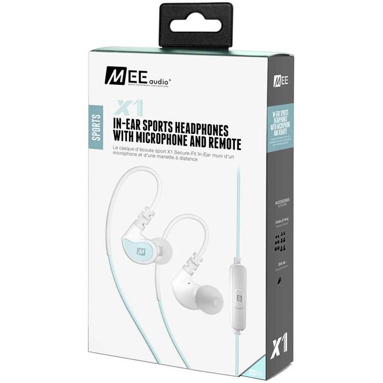 MEE Audio in-Ear Sports Headphones with Microphone and Remote - Mint and White