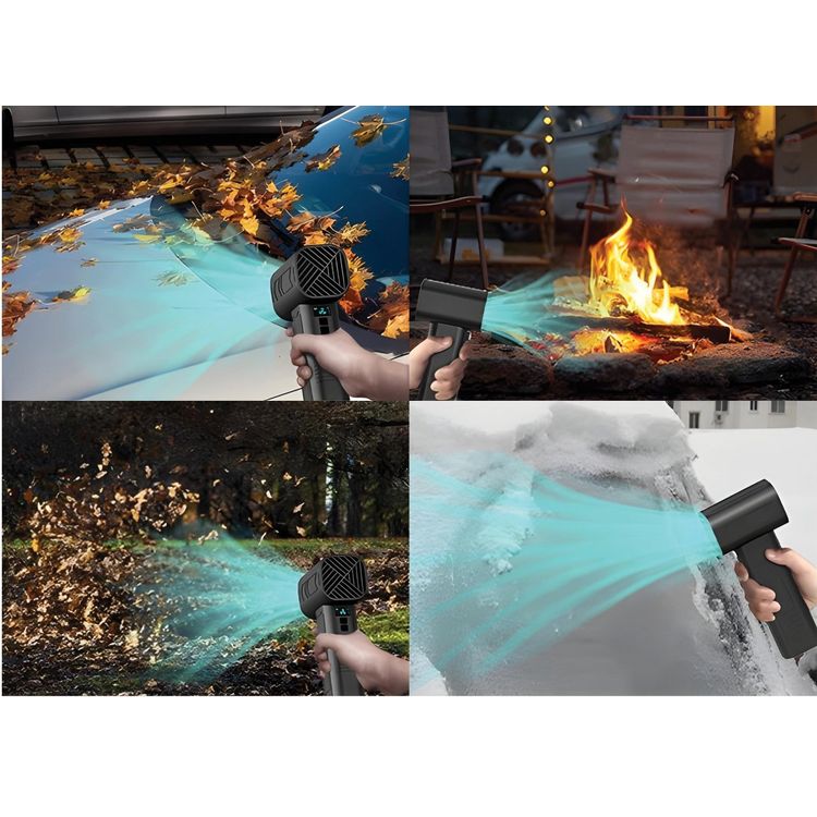 Powerology Powerflow Turbo Blower Fan with 4-Speed Control, Up to 180 Minutes Working Time, 1000W Rated Power, Up to 55000RPM Fan Speed, Multi-Scenario Usage, Digital Display, Built-in LED Light, DC Charging Port - Black