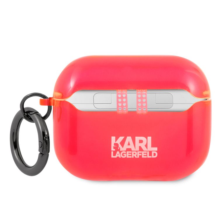 CG MOBILE Karl Lagerfeld TPU Choupette Fluo Case with Ring for Apple Airpods Pro, Scratch & Drop Resistant, Dustproof & Absorbing Protective Silicone Cover Officially Licensed Pink