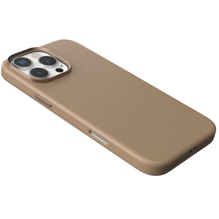 Levelo Iris Magsafe Liquid Silicone Case for iPhone 16 Pro with Metal Camera Ring, Impact-Resistant Corners, Strong MagSafe Magnet, Comfortable & Secure Grip - Rose Gold Titanium