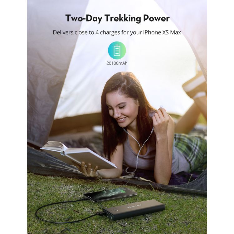 RAVPower 3-Port Power Bank 20100mAh Power Delivery + Quick Charge 30W, High Speed Charging, Universal Portable Charger Compatible for Type-C, USB-A Port