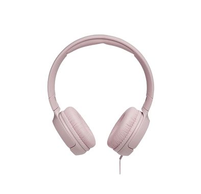 JBL TUNE 500 Wired On-Ear Headphones with Built-in Microphone, Pure Bass Sound, Lightweight and Foldable Design, 1-Button Remote/Mic - Pink