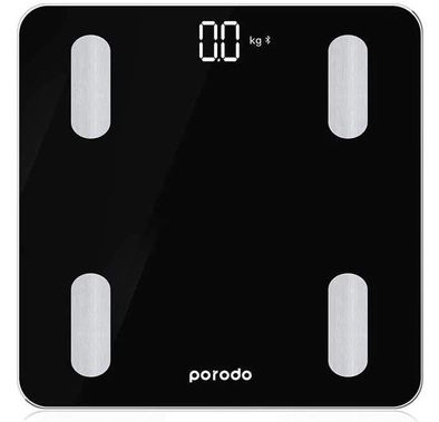 Porodo Lifestyle Smart Bluetooth Full Body Fat Scale ,Digital Weight Scale, Works with Bluetooth on iOS and Android - Black