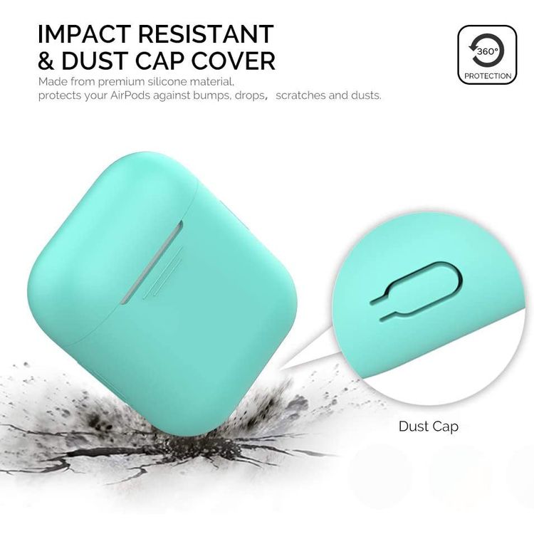 AhaStyle Premium Silicone Case Compatible for AirPods 1/2 Generation, Scratch Resistant, Drop Resistant, Dustproof and Absorbing Protective Cover - Mint Green